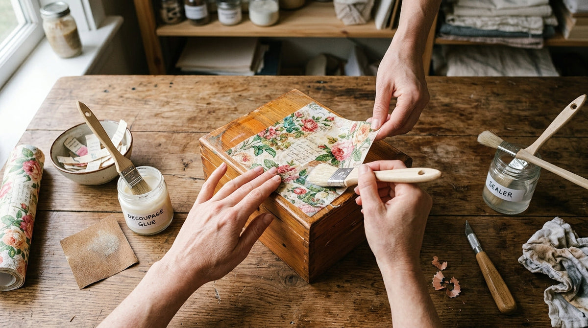 Decoupage na dřevo: Kompletní návod na přípravu, lepení a lakování