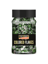 Metalické fóliové vločky Pentart 100 ml – green - silver