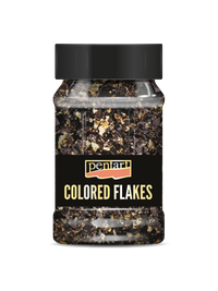 Metalické fóliové vločky Pentart 100 ml – black - gold