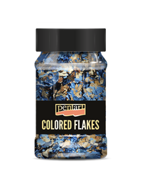 Metalické fóliové vločky Pentart 100 ml – blue - gold