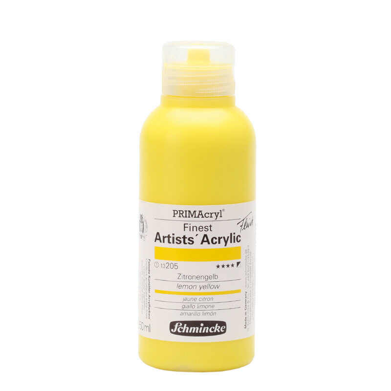 Akrylové barvy Schmincke PRIMAcryl Professional 250 ml – 205 Hansa žlutá citronová tekutá