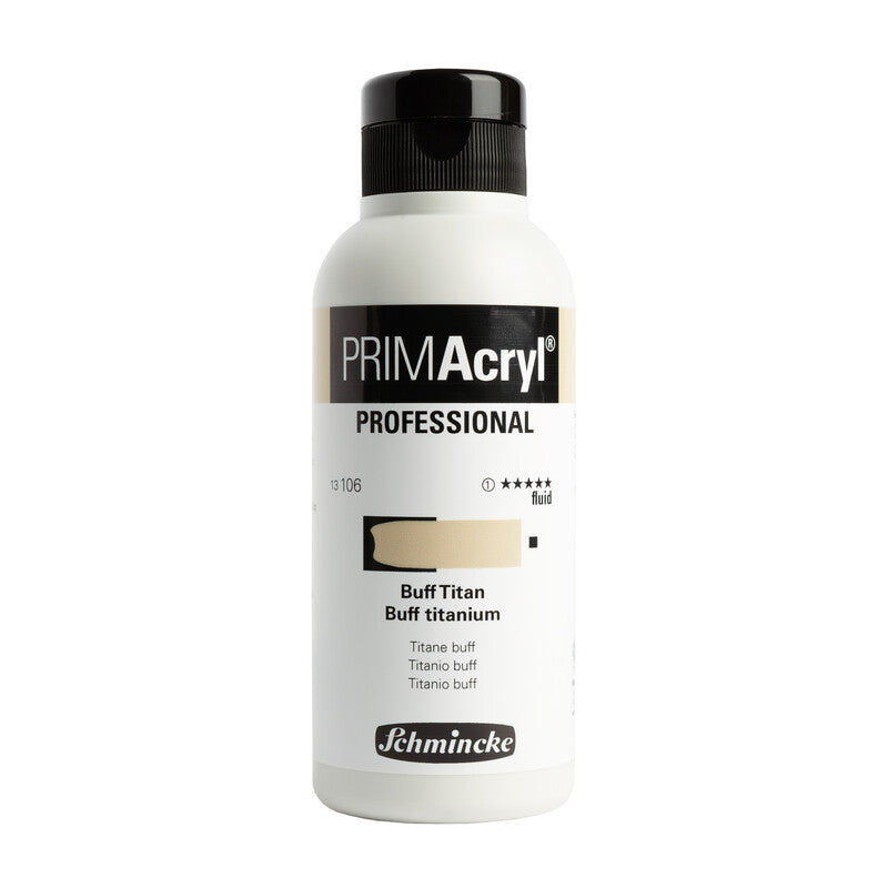 Akrylové barvy Schmincke PRIMAcryl Professional 250 ml – 106 Titanová buff tekutá