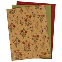 Papír z umělé kůže Flowers - 3 listy, 1 balení
