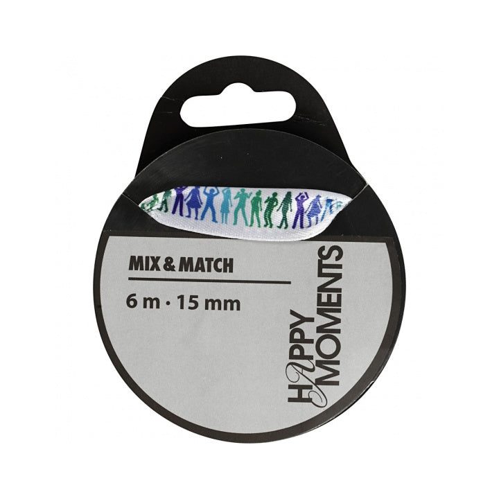 Saténová stuha Happy Moments s potiskem 15 mm x 6 m