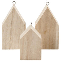 Dřevěný domeček na zavěšení 3 ks