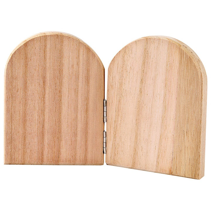 Dřevěná ikona na kovových pantech