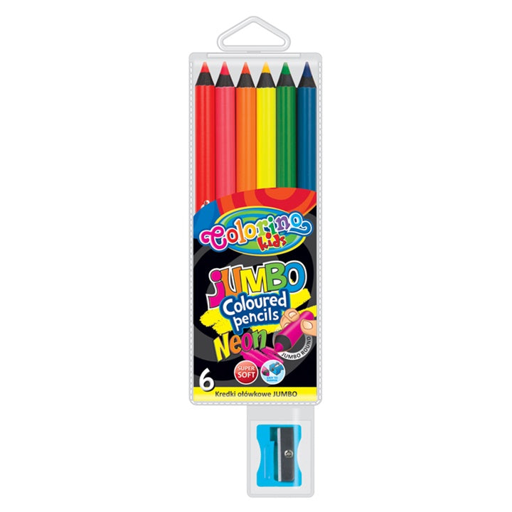 Neonové pastelky JUMBO s ořezávátkem Sada 6 ks