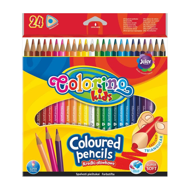 Trojúhelníkové barevné tužky Colorino pro děti - 24 kusů