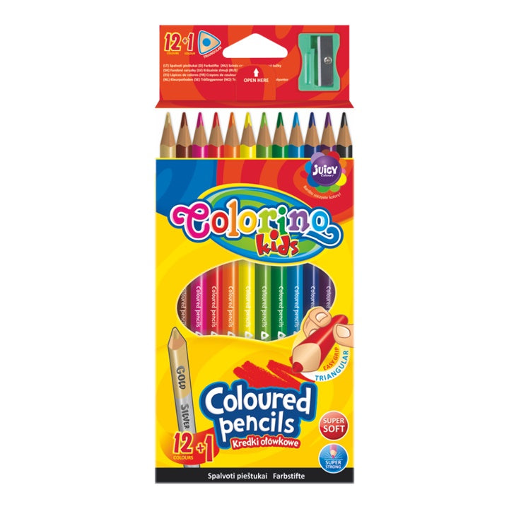 Trojúhelníkové barevné tužky Colorino s ořezávátkem 12 ks