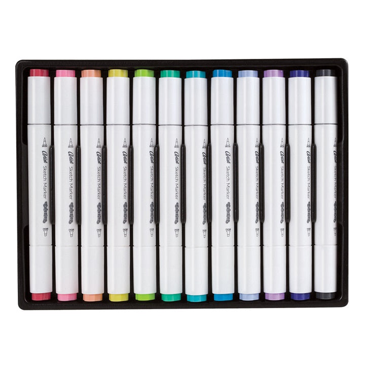 Oboustranné pastelové skicovací fixy Colorino Artist 12 ks