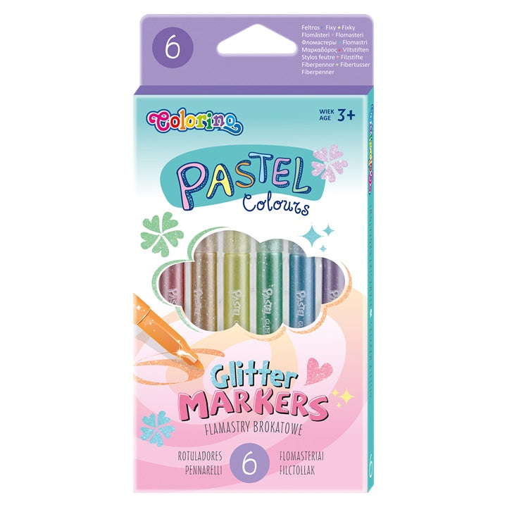 Pastelové fixy s třpytivým efektem Colorino, balení 6 ks