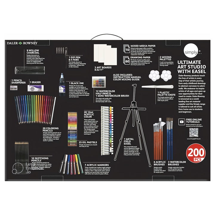 Velká výtvarná sada Daler-Rowney s 200dílným stojanem