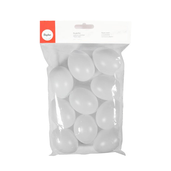 Plastová vajíčka Rayher 6 cm 10 ks – biela