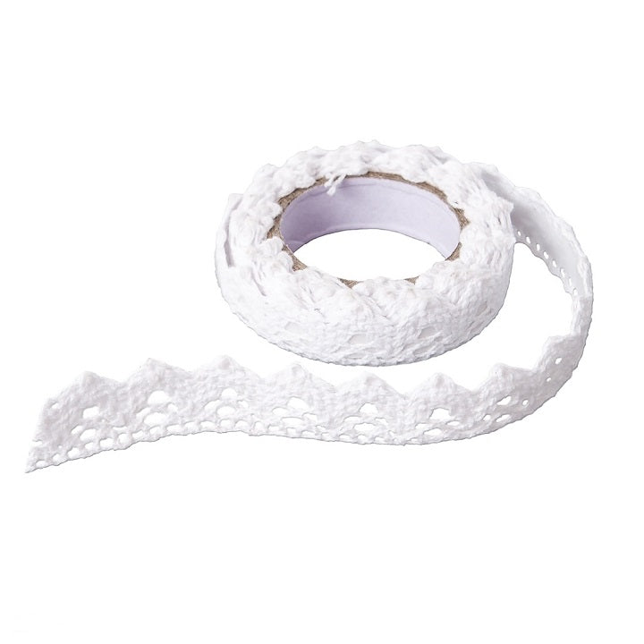 Bavlněná samolepící stuha krajka 1.8 m / White