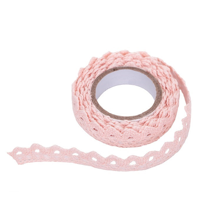Bavlněná samolepící stuha krajka 1.8 m / Pink