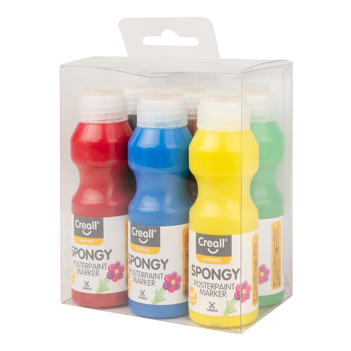 Sada temperových barev s houbičkou Creall Spongy – 6 × 70 ml