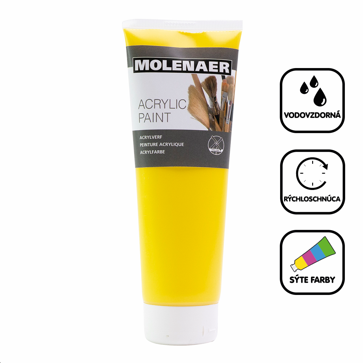 Akrylová barva Molenaer 250 ml – žlutá
