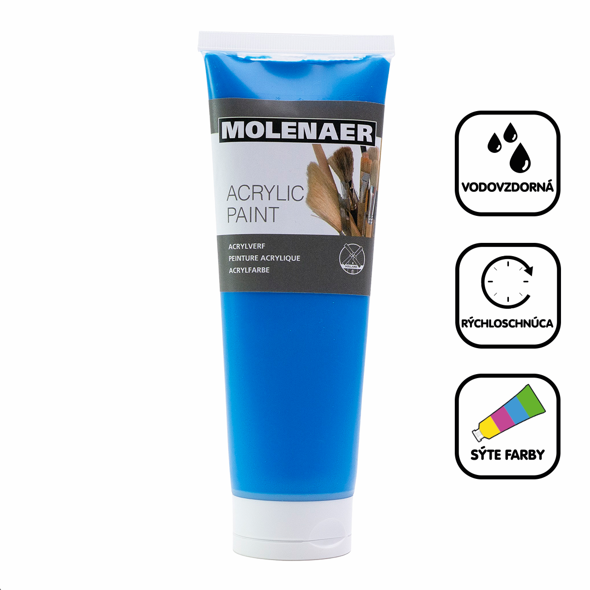 Akrylová barva Molenaer 250 ml – modrá