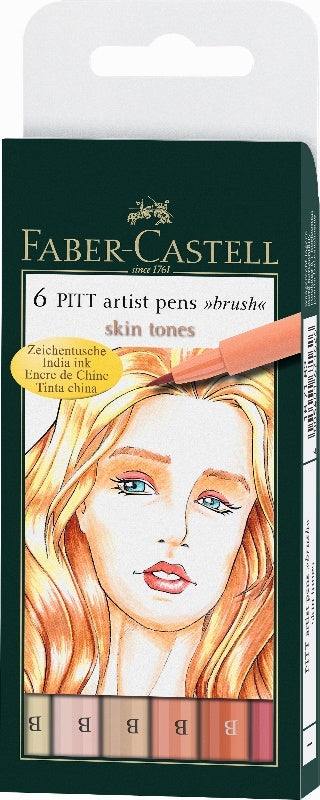 Sada uměleckých per PITT se 6 kusy kůže