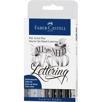 PITT umělecké fixy startovací set Hand Lettering s tužkou a struhadlem
