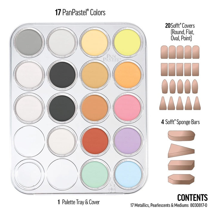 PanPastel Metallic and Pearlescent Pastel Set with Golden Mediums - 17 ks