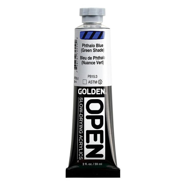 GOLDEN OPEN Pomalu schnoucí akrylová barva 59 ml – 7255 ftalocyaninová modř (zelený odstín)