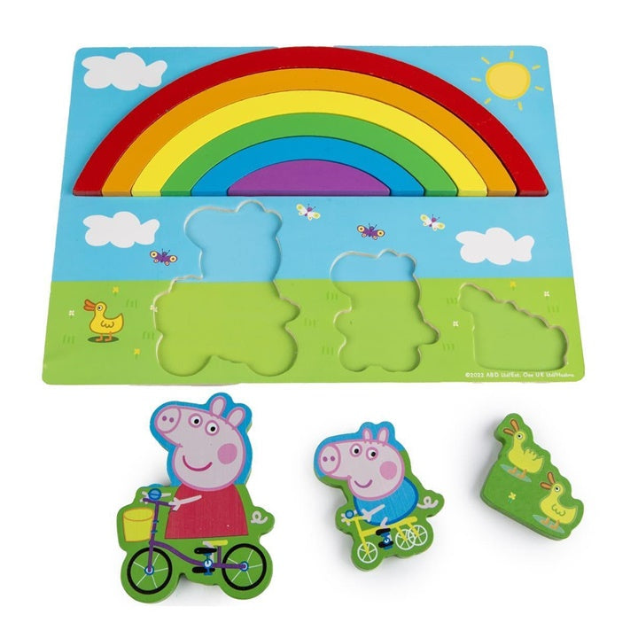 3D dřevěné duhové puzzle PEPPA PIG