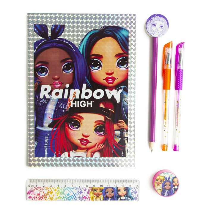 RAINBOW HIGH holografický zápisník s psacími potřebami