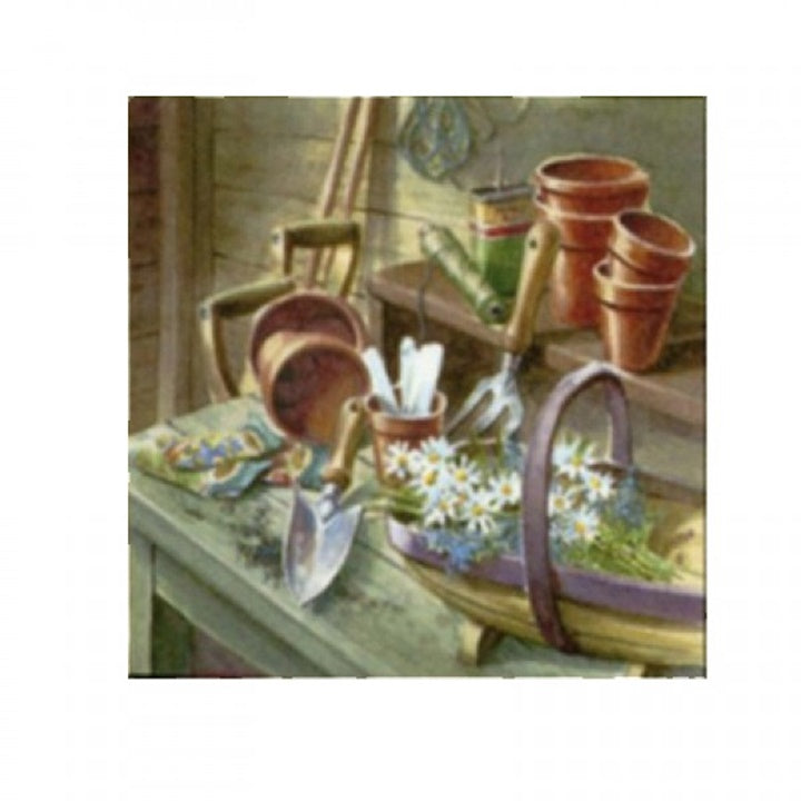Ubrousky na DEKUPÁŽ - Daisies in Garden Shed - 1 ks