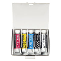 Profesionální kvašové barvy Holbein Artists - základní sada 5 x 15 ml