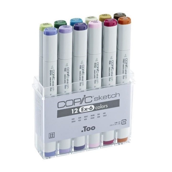 Popisovače COPIC Sketch Ex-6 / sada 12 ks