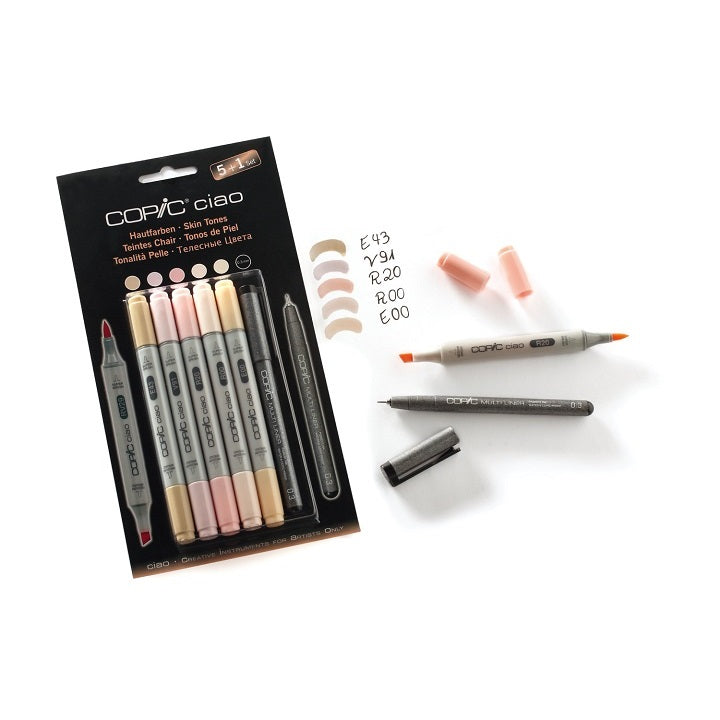 Popisovače COPIC Ciao Skin Tones / sada 5 + 1