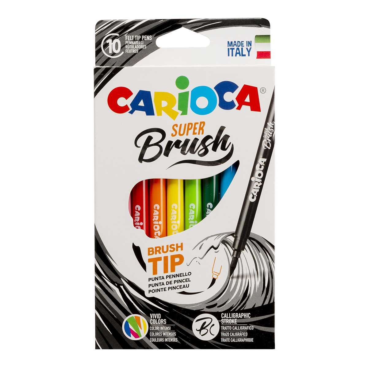 Carioca Brush fixy se štětcovým hrotem, 10 ks, mix barev