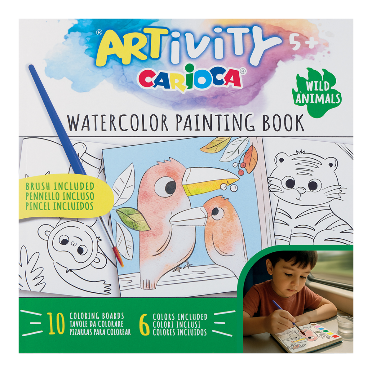 Carioca omalovánky s vodovými barvami ARTivity – Divoká zvířata, 5+