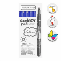 Jemné linery Carioca Fineliner 0,5 mm – 12 ks – tmavě modrý