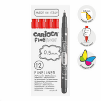 Jemné linery Carioca Fineliner 0,5 mm – 12 ks – červený