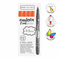 Jemné linery Carioca Fineliner 0,5 mm – 12 ks – oranžový
