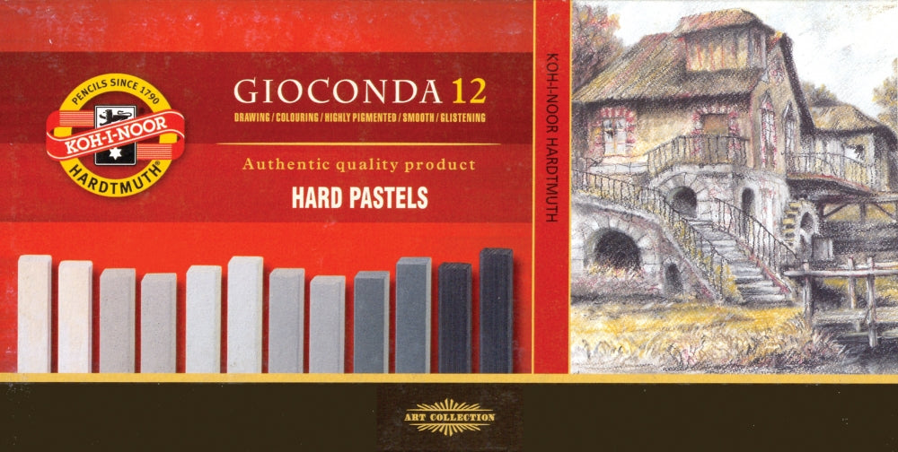 8122G Olejové pastely GIOCONDA HARD 12ks. 7x7mm. odstín šedé