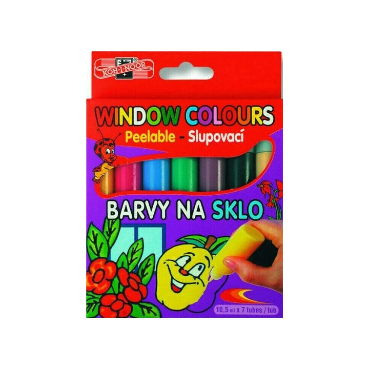 Sada barev na sklo KOH-I-NOOR s odlupovacími ubrousky 7x10 ml