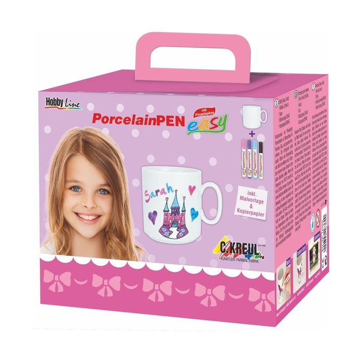 Pera na porcelán pro dívky - KREUL / sada 4 ks s hrnkem