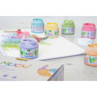 Pastelové dětské prstové barvy MUCKI / sada 6 x 150 ml