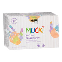 Pastelové dětské prstové barvy MUCKI / sada 6 x 150 ml