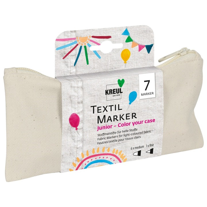 Fixy na textil Kreul - sada 7 ks s penálem