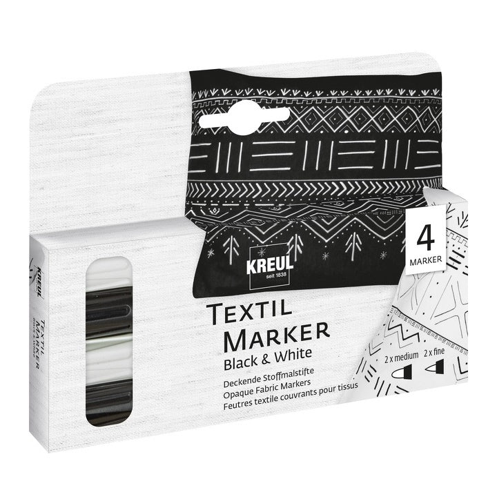 Fixy na textil Black and White 4 ks - KREUL