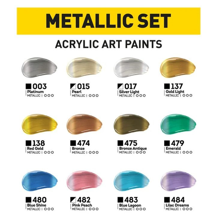 Sada akrylových barev ACRYL PRO METALLIC