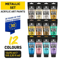 Sada akrylových barev ACRYL PRO METALLIC