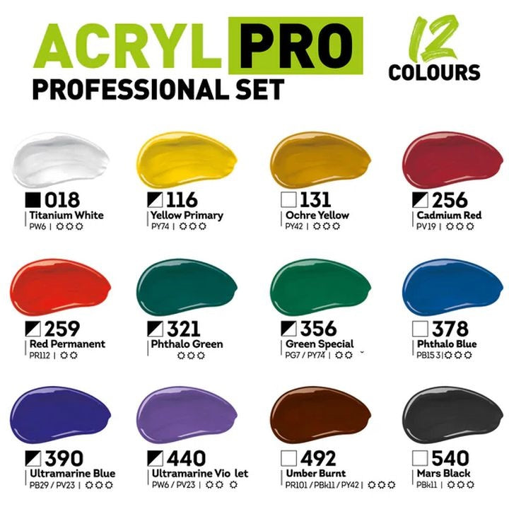 ACRYL PRO PROFESSIONAL Sada akrylových barev 12x75 ml