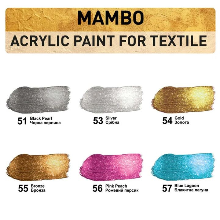 Sada metalických barev MAMBO na textil a kůži