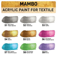 Sada metalických barev na textil a kůži Mambo