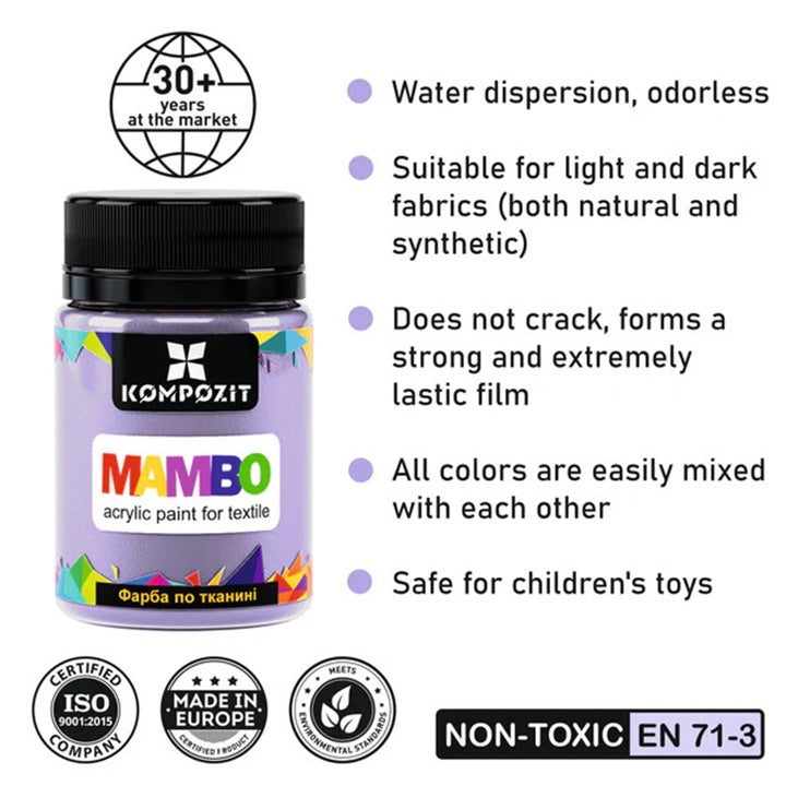 MAMBO Pastelová akrylová barva na textil a kůži 50 ml